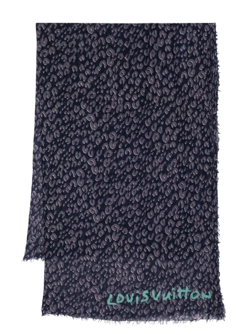 Cheetah Print Scarf Blue/Grey