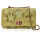 Yellow Leather and Lace Cut-Out Girello Flap Bag