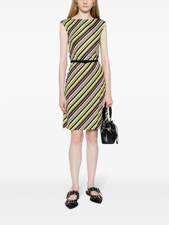 Green Striped Silk Jersey Dress