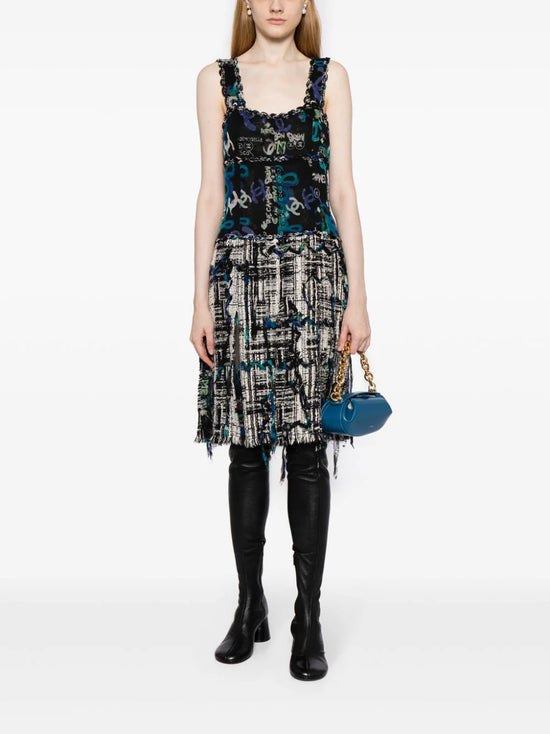 2007 Sleeveless Tweed Midi Dress