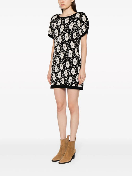 Floral-print Knitted Minidress