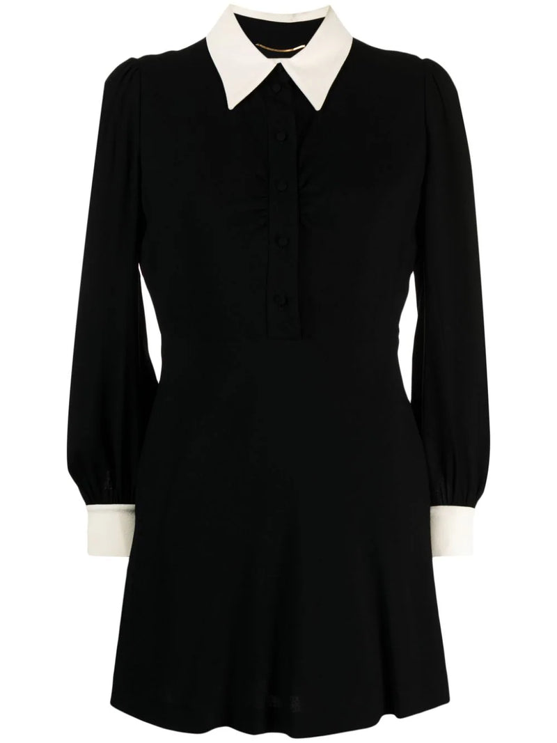 Contrast-collar Mini Shirtdress