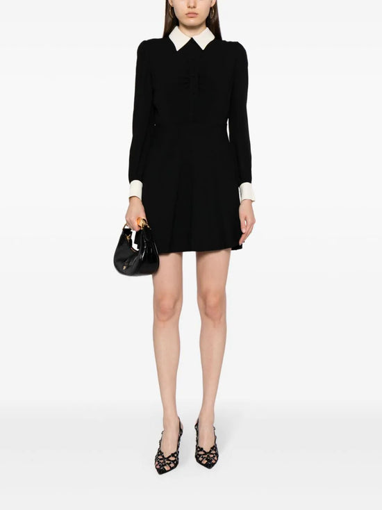 Contrast-collar Mini Shirtdress
