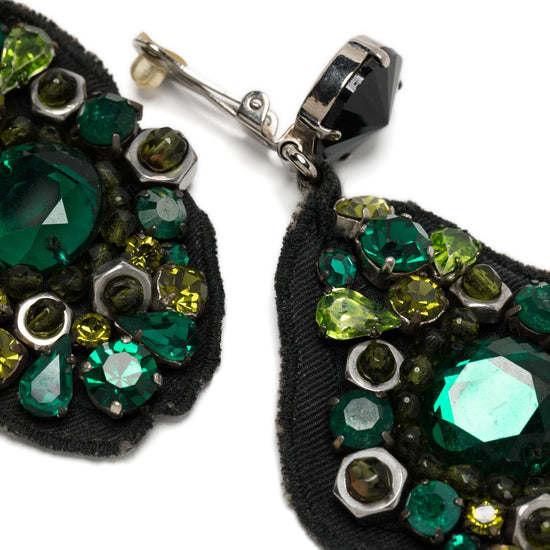 Green Crystal Drop Earrings