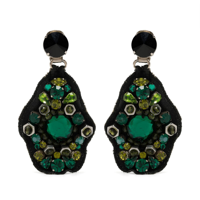 Green Crystal Drop Earrings