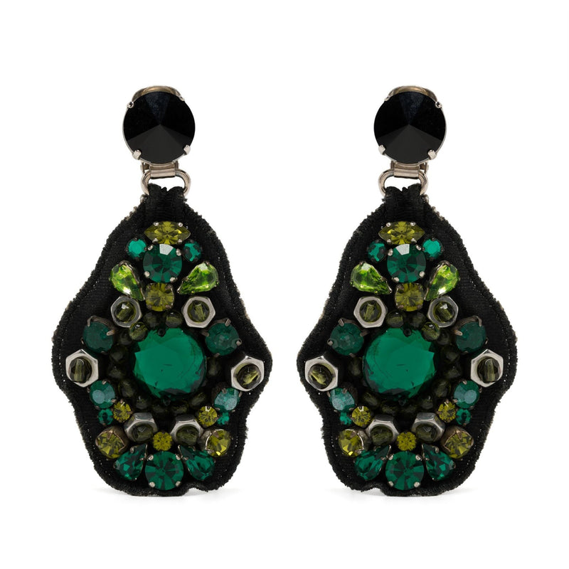 Green Crystal Drop Earrings