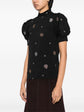 Black Embroidered High-Neck Top