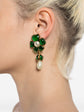 Gripoix Emerald Floral Drop Earrings