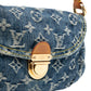 Monogram Denim Mini Pleaty Bag