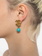 1996 CC Turquoise Turnlock Clip-On Earrings