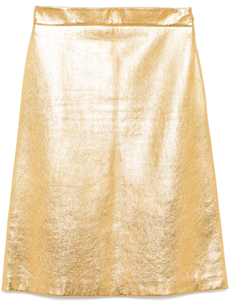 Metallic Gold Leather Skirt