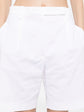 Pleated White Bermuda Shorts