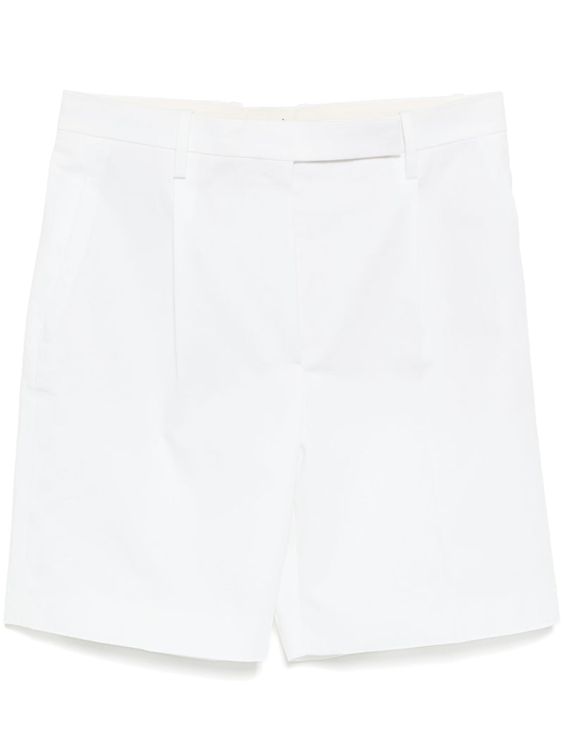 Pleated White Bermuda Shorts