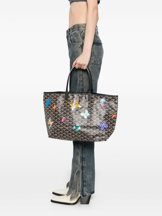 Customised Butterfly Black Monogram St Louis PM Tote