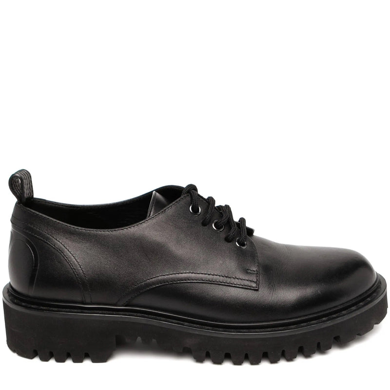 Valentino Black Leather Derby Loafers