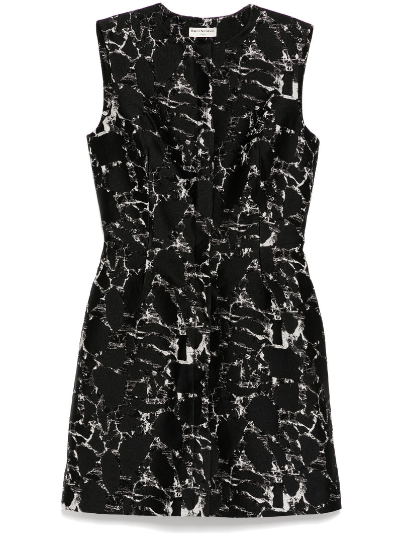 Balenciaga Marble Jacquard Zip City Dress