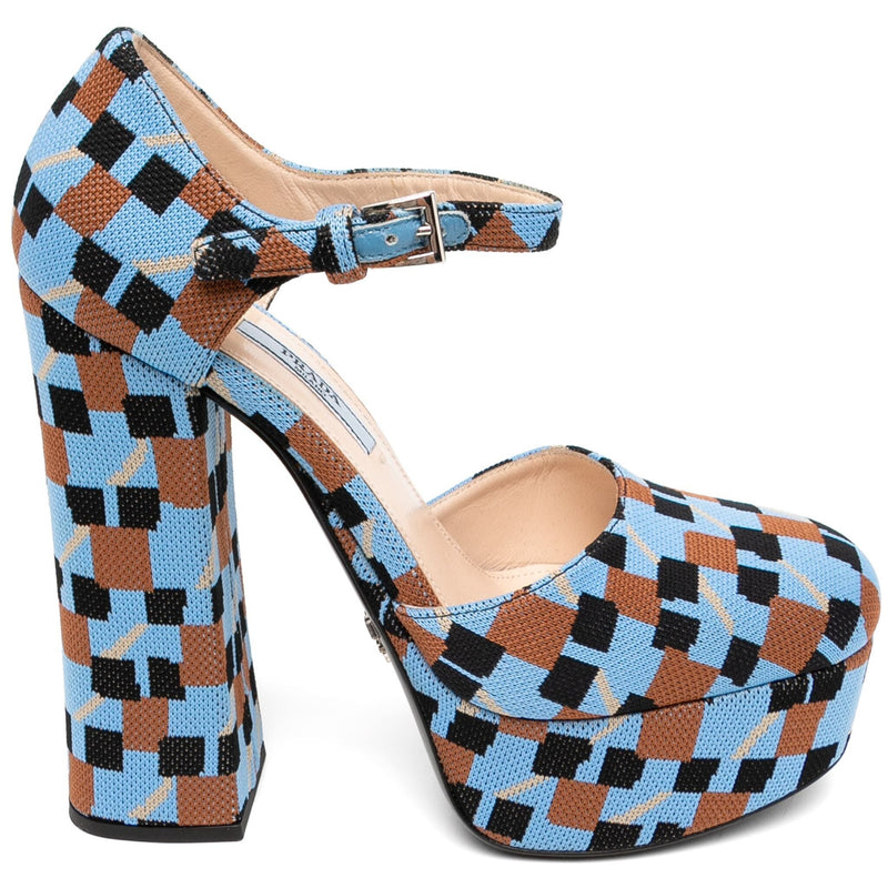 Jacquard Damier Platform Heels