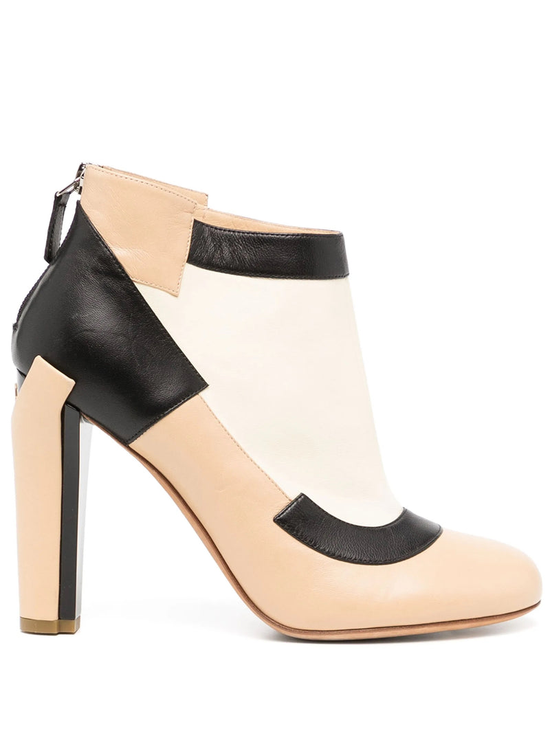 Colour Block Leather Ankle Boots