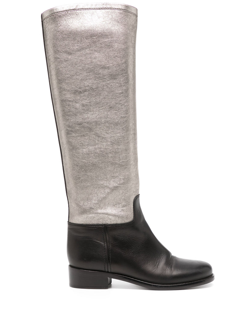 Panelled Silver Boots