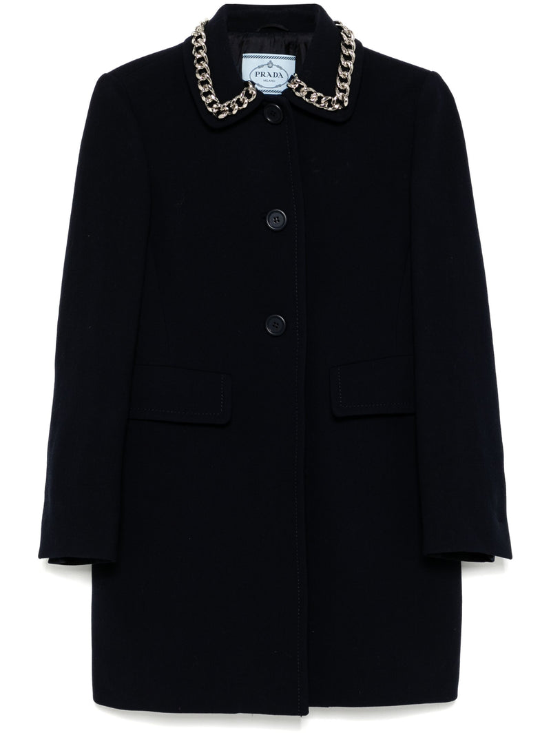 Chain Collar Navy Coat