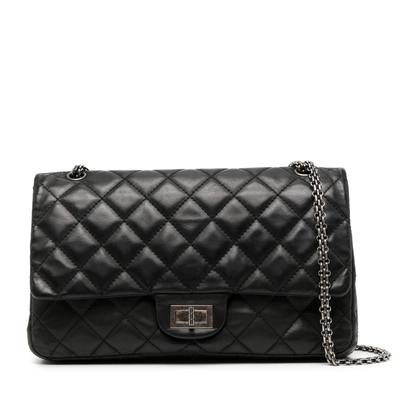 Reissue 2.55 Black Quilted Double Flap Bag