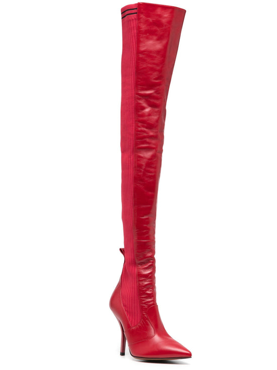 Panelled Red Boots