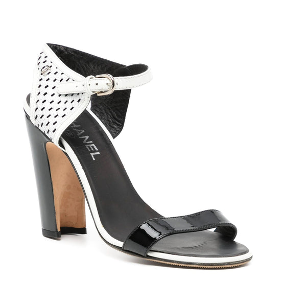 Perforated Crackled Patent Sandals
