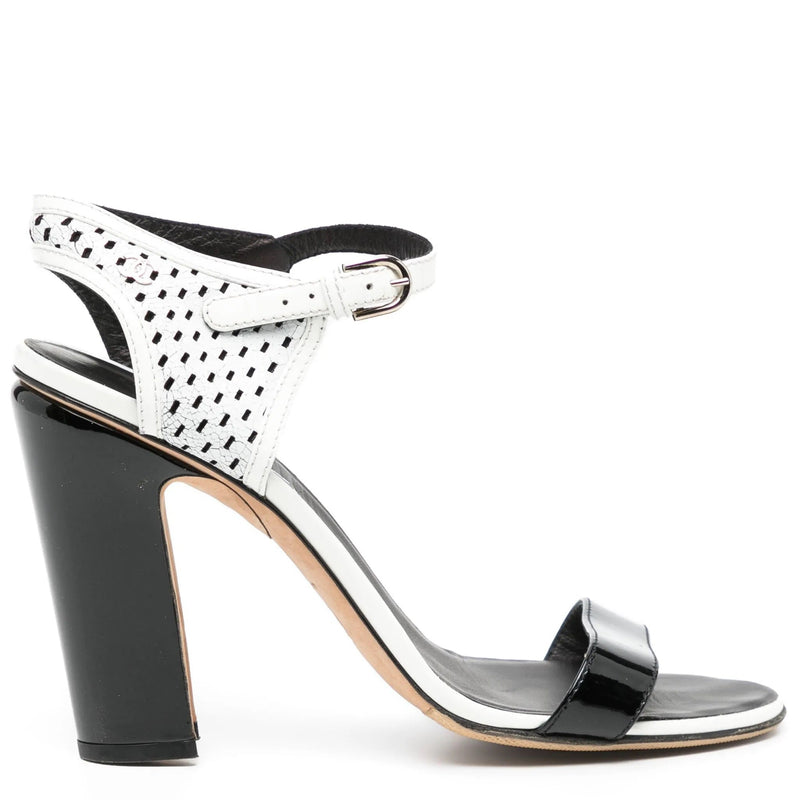 Perforated Crackled Patent Sandals
