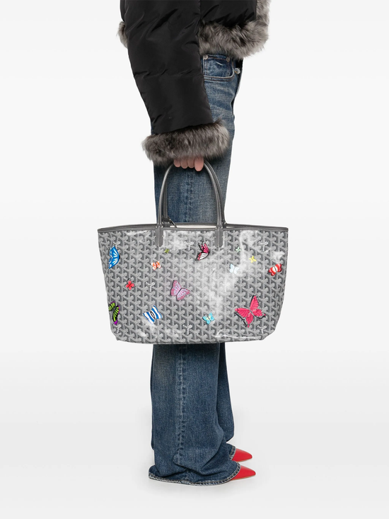 Customised Butterfly Grey Monogram St Louis PM Tote