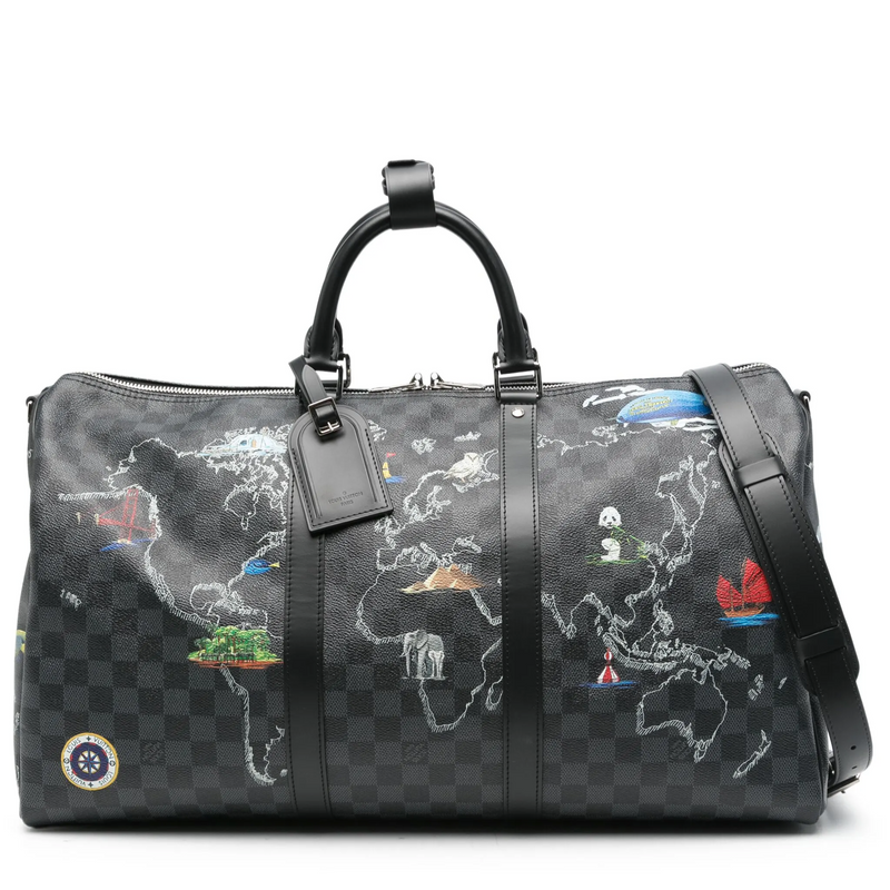 Damier Graphite World Map Keepall Bandoulière 50