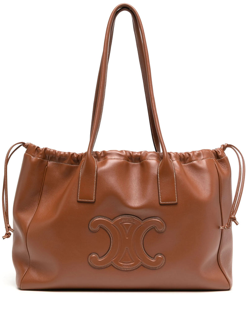Triomphe Cabas Drawstring Tote Tan