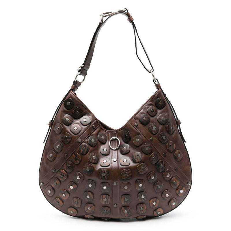 Palisander Embellished Leather Hobo Bag