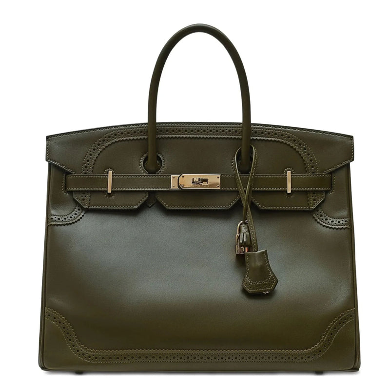 Birkin 35 Ghillies Tadelakt Vert Veronese PBHW