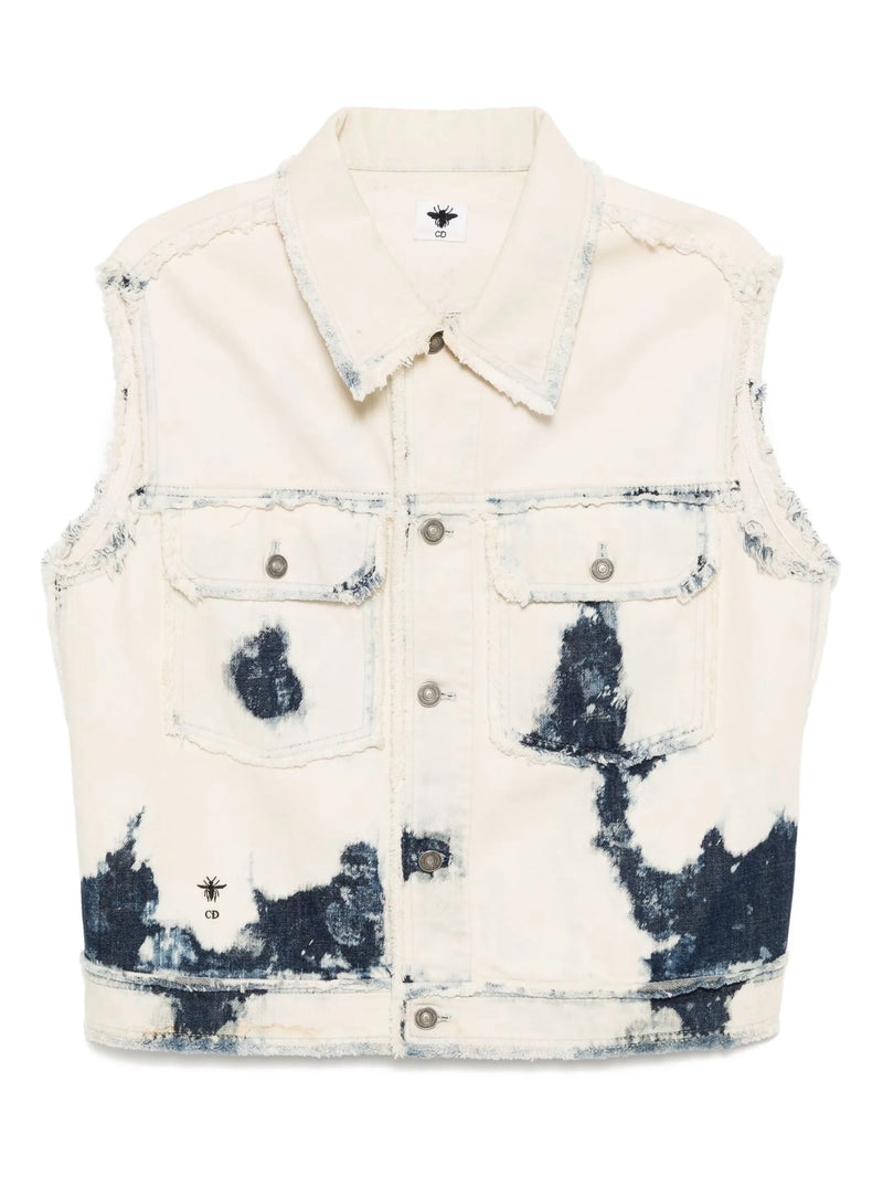 Dior Tie-Dye Denim Frayed Vest