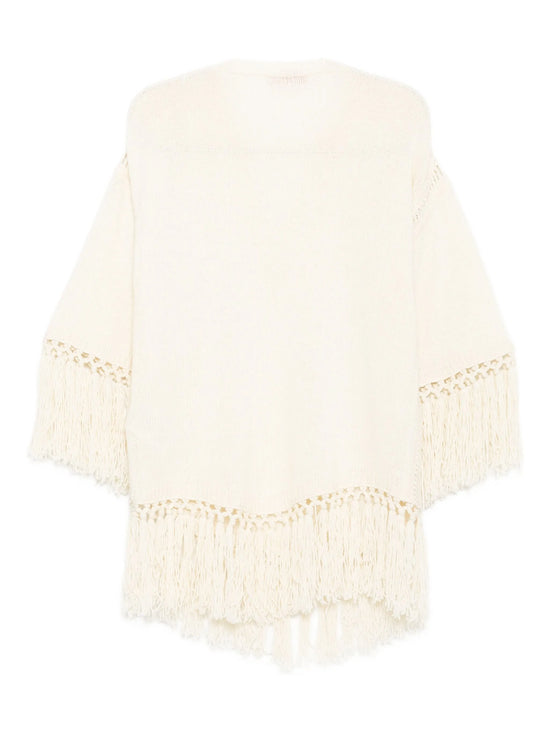 Cream Fringe Wool Jumper