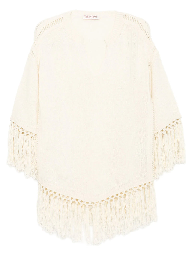 Cream Fringe Wool Jumper