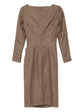Brown Wool-Blend Brooch Dress