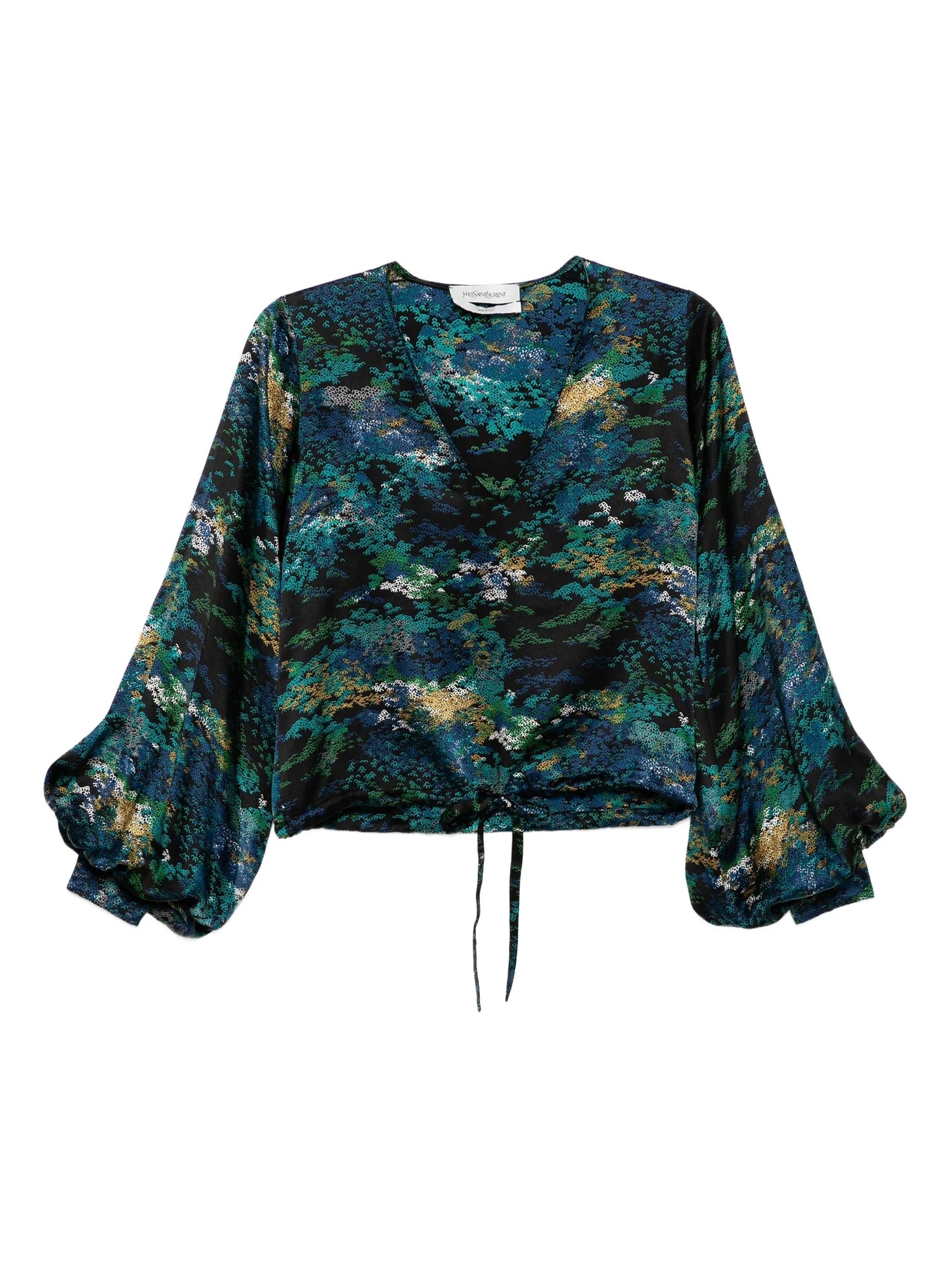 Saint Laurent Floral patterned blouse with long sleeves on a white background