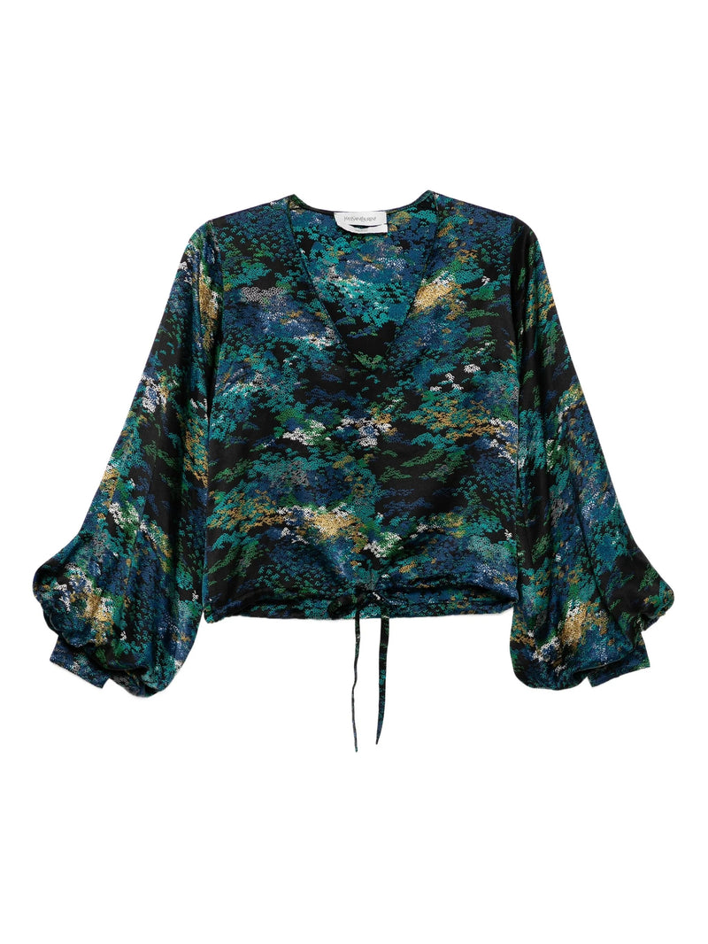 Saint Laurent Floral patterned blouse with long sleeves on a white background