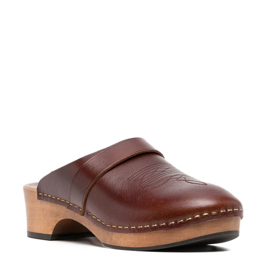 Brown Leather Clogs