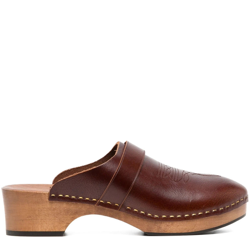 Brown Leather Clogs