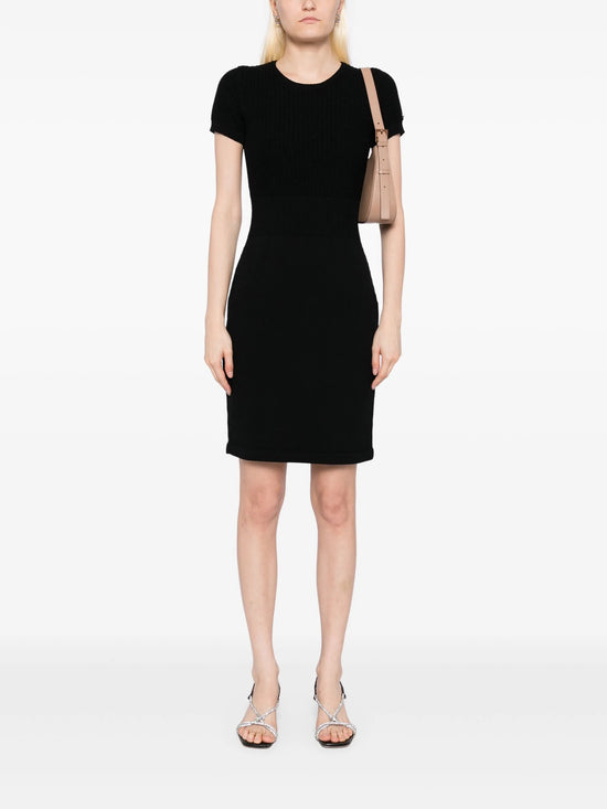 Black Short-Sleeve Wool Dress