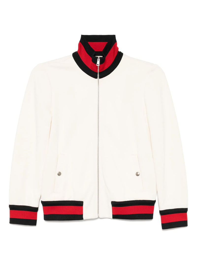 Cream Web Stripe Bomber Jacket