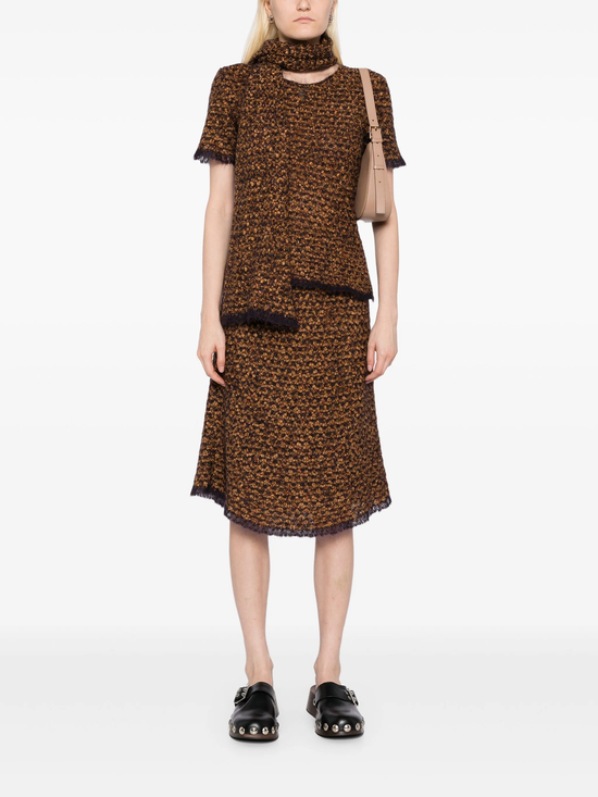 Knit Top, Skirt & Scarf Set