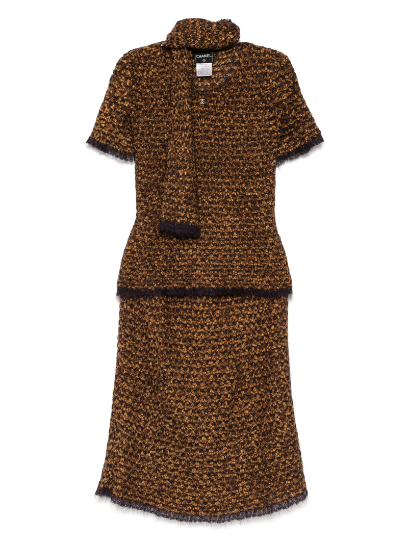 Knit Top, Skirt & Scarf Set