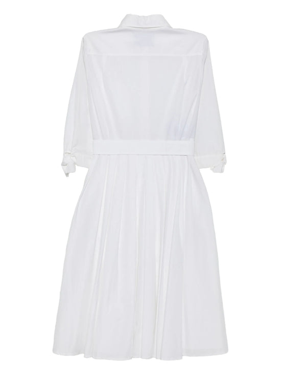 White Pleated Shirt Dress