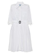 White Pleated Shirt Dress