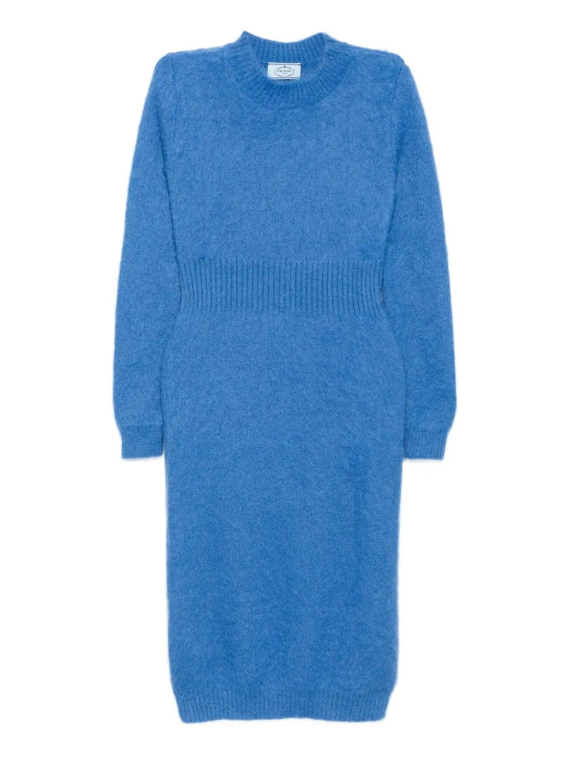 Blue Mohair Long Sleeve Dress
