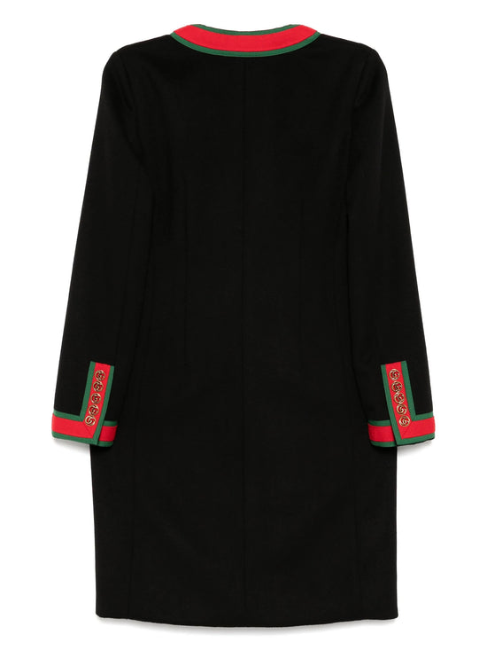 Black Web Stripe Coat
