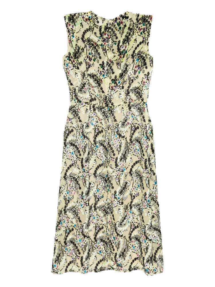 Prada Floral Textured Velvet Dress in Green